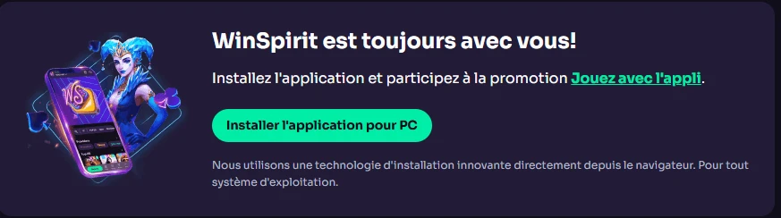 WinSpirit Casino app banner 1 FR